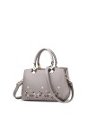 Nicole&Doris Femmes Fleurs Haut Handle Handbags Sac dépaule Sac bandoulière Fourre-Tout Dames Cartable PU Cuir Flower Purple