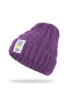 NLAND Bonnet Femme Hiver Bonnet Tricoté Bonnet Torsadé Chapeau Homme Bonnet Chaud et Doux Taille Unique Violet, Taille Uniqu