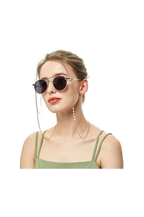 HAOLI Chaîne de Lunettes Ms Glasses Chaîne de Pneu en métal Corde dattache Lunettes et Lunettes de Soleil Sangle de Cou Lune