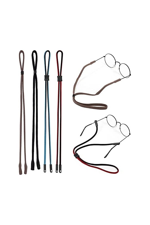 DSFEN Lot de 4 Sangles de Lunettes, Cordons de Lunettes réglables pour Lunettes, Cordon de Lunettes, chaîne de Lunettes, Cord