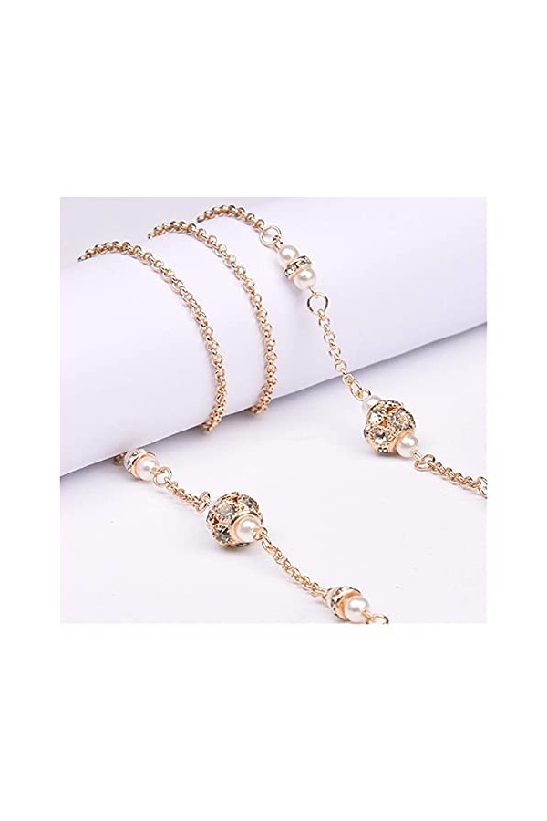 YANJ Mode 1 Pcs Chaîne De Cuivre Perles De Cristal Simulées Lunettes De Soleil Lanière Sangle Collier Chaîne De Lunettes en M