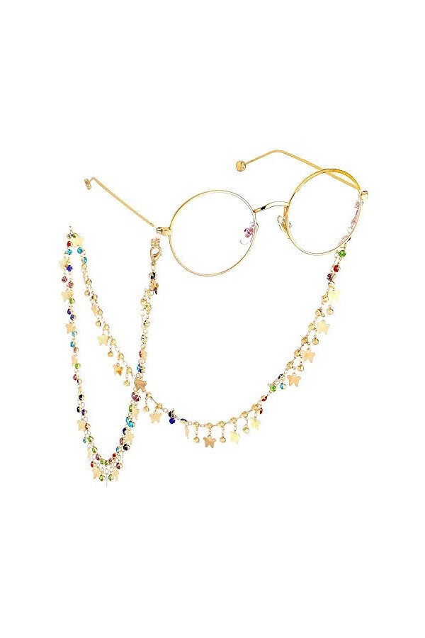 HAOLI Sangle de chaîne de Lunettes en Cristal Multicolore avec Cordon de retenue pour Lunettes de Soleil lanière de Lunettes 