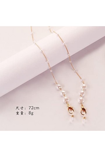 HOUKAI Lunettes Chaînes Femmes Lunettes de Soleil Lunettes de Soleil Pearl Masque Chaîne Love Heart Masque Chaîne Perle Colli