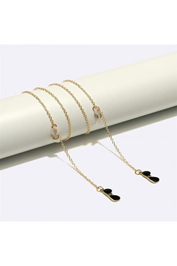 OQHAIR Corde à lunettes en métal Lunettes de soleil dorées Pendentif Chaîne à lunettes faite à la main Chaîne anti-perte D T