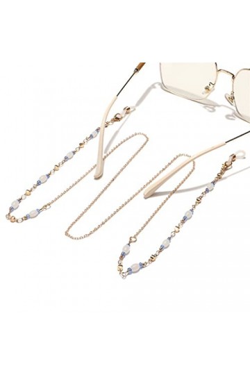 OQHAIR Or Cristal Cuivre Perle Chaîne À La Main Lunettes De Soleil Corde Voyage Mode Lunettes De Soleil Chaîne De Lunettes D