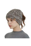 Aurya Bonnet en tricot pour femme avec queue de cheval - - Taille Unique