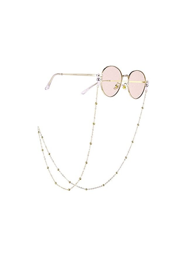 HJKOGH 2 pièces Femmes Chic Lecture Perles Lunettes chaîne Lunettes Cordon Cou Sangle Corde Lunettes chaînes Lunettes de Sole