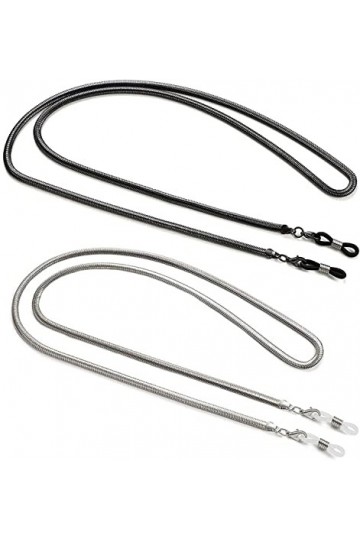 DSFEN 2PCS Porte-Chaîne De Lunettes Serpent Porte-Sangle De Lunettes De Soleil Collier De Verre en Métal Chaîne De Lecture Co