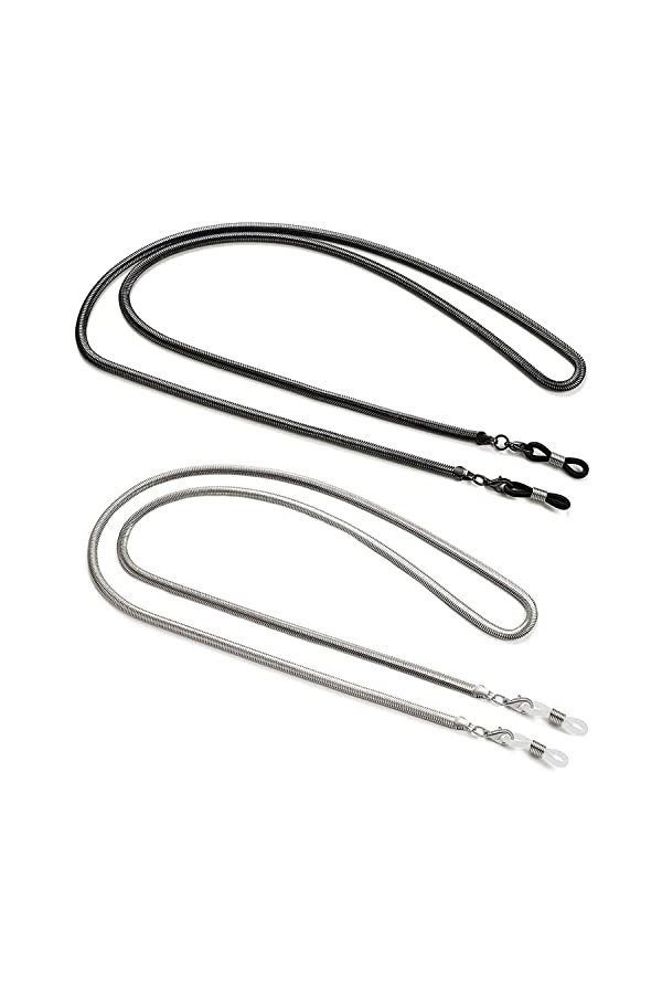 DSFEN 2PCS Porte-Chaîne De Lunettes Serpent Porte-Sangle De Lunettes De Soleil Collier De Verre en Métal Chaîne De Lecture Co