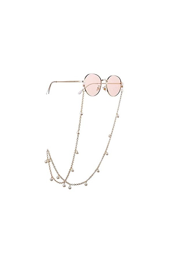 YANJ Mode 1 Pcs Mode Perle en Cuir Lunettes Chaîne Tendance De Luxe Doré Argent Lunettes Titulaire Lanière Sangles Cou Chaîne