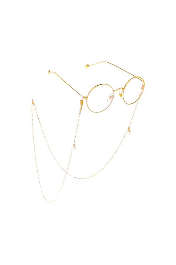 OQHAIR Chaîne faite à la main Chaîne de lunettes en or rose Cou suspendu Perle Longue section Lunettes de lecture Chaîne anti