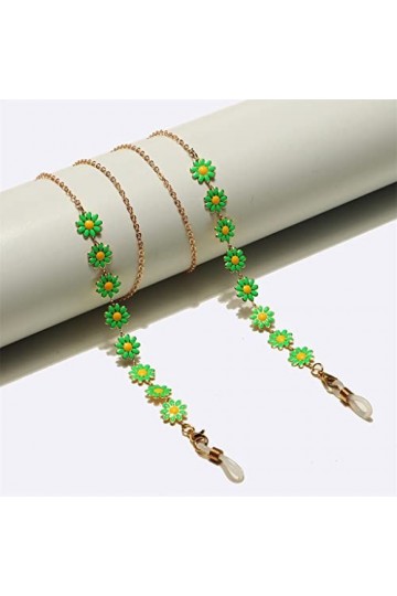 OQHAIR Chaîne faite à la main en métal Lunettes Corde Disque vert Pendentif Lunettes Chaîne D Talla ?nica 