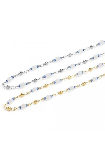 Sweden Chaîne de lunettes en cuivre et or, corde à lunettes, accessoires suspendus au cou for femmes Color : Silver, Size : 