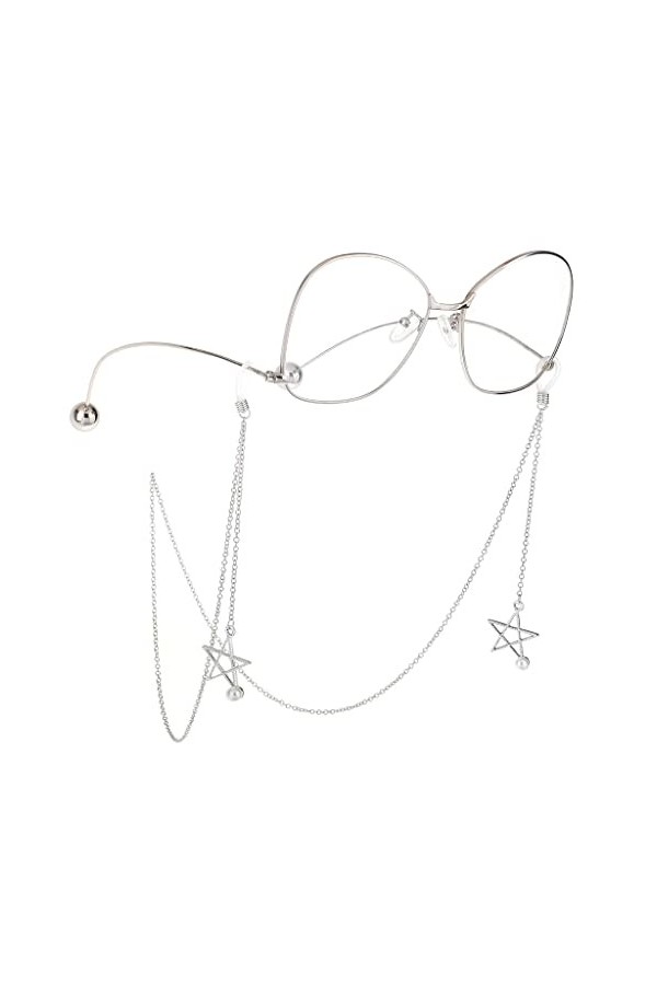 TONZN Cordon de lunettes en métal anti-dérapant argent perle étoile pendentif chaîne de lunettes mode D 1 