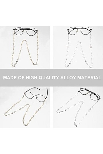 DSFEN 2 pièces Porte-Sangle de chaîne de Lunettes Perle chaîne de Lunettes de Soleil lanière Cordons de Cou Lunettes de Lectu