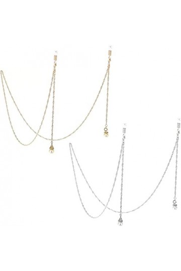 DSFEN 2pcs Porte-chaîne de Lunettes Lecture Cordons de Verre lanière Alliage chaîne de retenue de Lunettes chaîne de Collier 