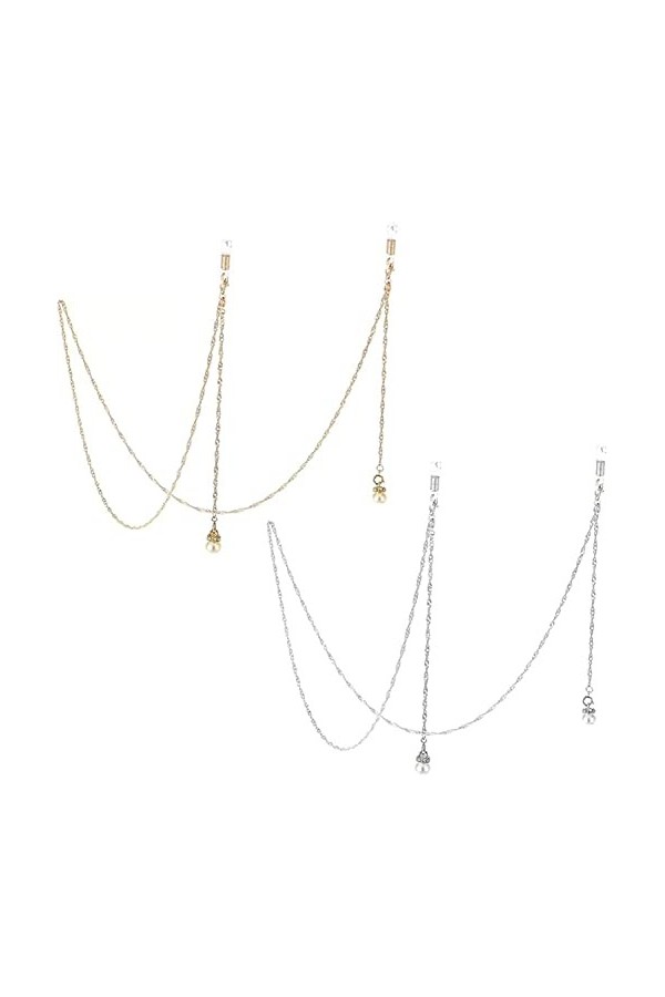 DSFEN 2pcs Porte-chaîne de Lunettes Lecture Cordons de Verre lanière Alliage chaîne de retenue de Lunettes chaîne de Collier 