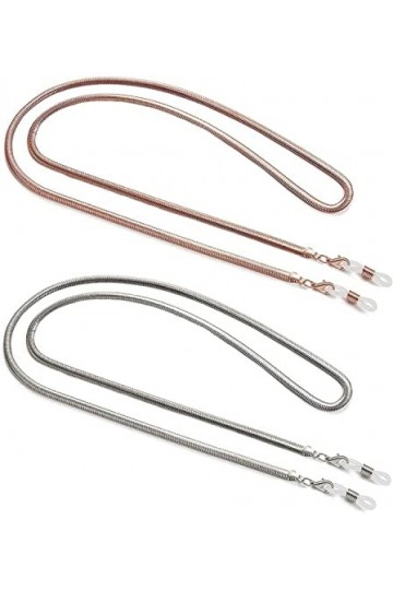 DSFEN 2PCS Porte-Chaîne De Lunettes Serpent Porte-Sangle De Lunettes De Soleil Collier De Verre en Métal Chaîne De Lecture Co