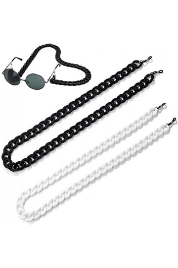 2 PCS Chaîne De Lunettes De Soleil Porte-Sangle De Lecture Cordons De Verre Lanière Acrylique Lien Collier Chaîne en Métal Lo