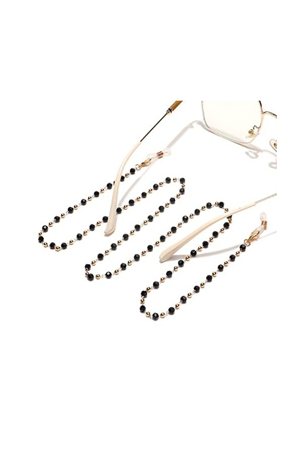 GPPZM Chaîne dembout Fait Main en Cristal Noir de Mode Accessoires de Cordon de Lunettes de chaîne de Lunettes en métal