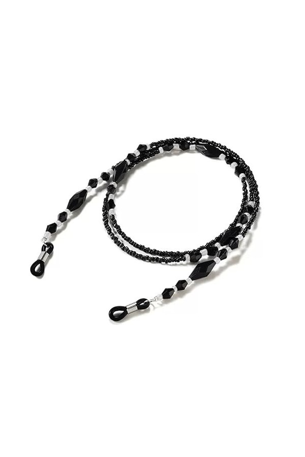 Sweden Chaîne de lunettes noires, chaîne Anti-chute, chaîne de perles de cou suspendue, corde de lunettes