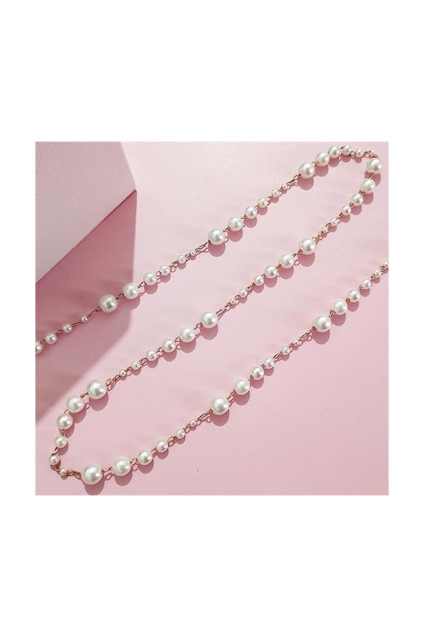 OQHAIR Chaîne de lunettes en perles dimitation, écouteurs perlés faits à la main, chaîne anti-chute D 65 cm 