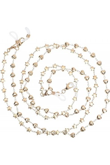 DSFEN 2 pièces chaînes de Lunettes Coeur et étoile Porte-Lunettes perlées Autour du Cou Cordon de chaîne de Lunettes pour Les