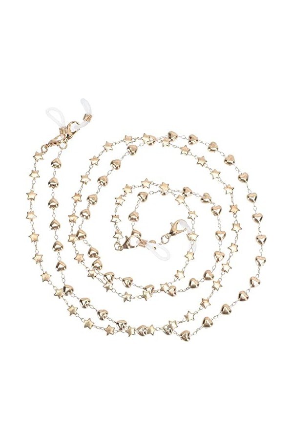 DSFEN 2 pièces chaînes de Lunettes Coeur et étoile Porte-Lunettes perlées Autour du Cou Cordon de chaîne de Lunettes pour Les
