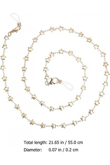 DSFEN 2 pièces chaînes de Lunettes Coeur et étoile Porte-Lunettes perlées Autour du Cou Cordon de chaîne de Lunettes pour Les