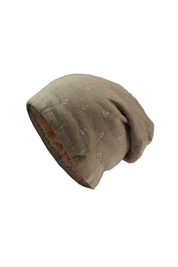 Glamexx24 Bonnet tricoté pour Femmes - Bonnet Sterne - Motif dancrage Unisexe Teddy Fleece Chaud et Doux