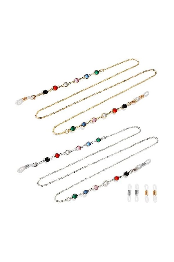 DSFEN 2pcs chaîne de Lunettes Lunettes de Soleil Support de Sangle Lecture Verre Cordons lanière Collier Lunettes retenue mét
