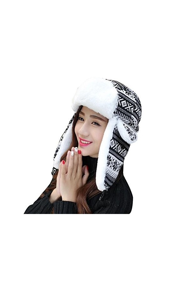 Baymate Unisexe Chapka Chaud Chapeau de Trappeur Casquette Oreille Flap Noir 56-60CM 