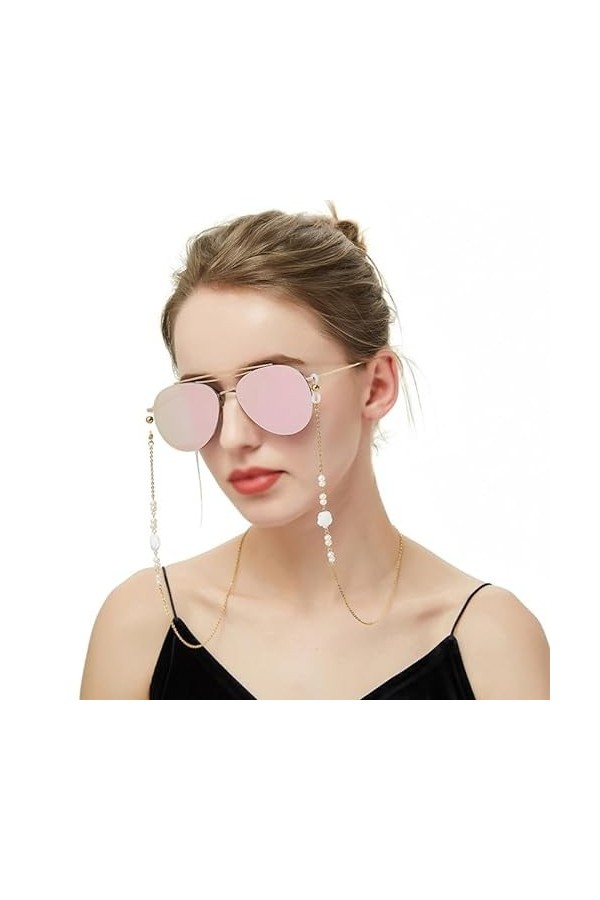TONZN Chaîne de lunettes perle Vintage Lolita Chaîne décorative Chaîne de lunettes Lappet D 82CM 