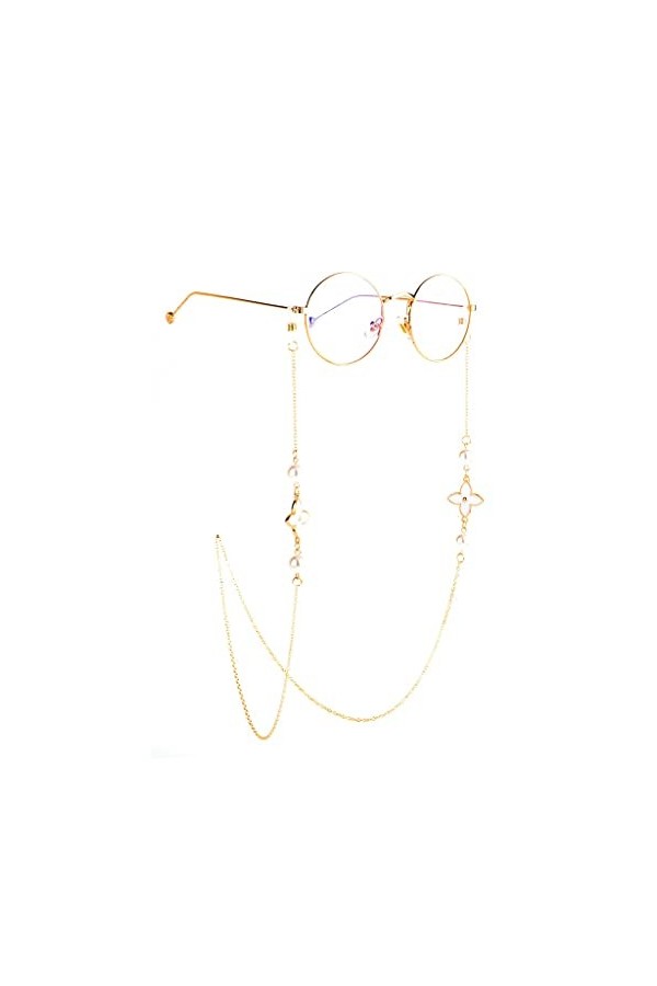 Corde à lunettes en métal Pendentif en forme de perle blanche Chaîne de lunettes faite à la main Couleur : D, Taille : 1 D