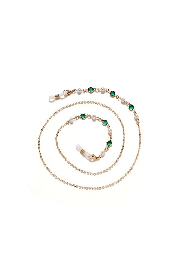 TONZN Chaîne de sangle de cou pour femmes Chaînes de lunettes de soleil perlées Cordon de lunettes en cristal Chaîne de corde