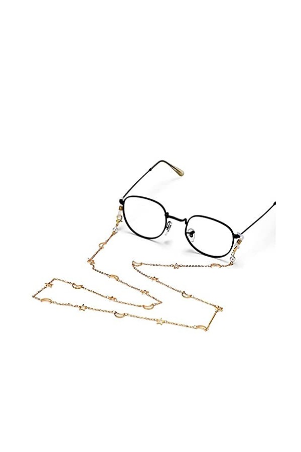 Chaînes de lunettes Chaînes de lunettes de soleil Chaînes de placage de cuivre étoile creuse Lune Femmes Lanyard Lunettes Acc