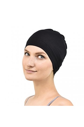 Jasmine Silk Bamboo Sommeil Cap - Convient pour Chemo et Perte de Cheveux - Cardani Chemo Cancer Hat Noir 