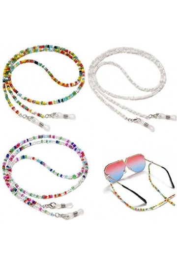 REVAHI 3 pièces Sangle colorée Ed Lunettes chaînes Femmes Visage lanière Anti-dérapant Femmes Cou chaîne pour Lunettes Lunett