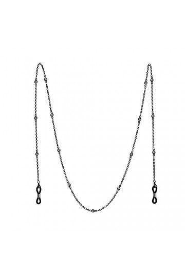 Chaîne de lunettes en métal galvanisé Zircon Chaîne Corde de lunettes Longe Accessoires de lunettes Couleur : Noir, Taille :