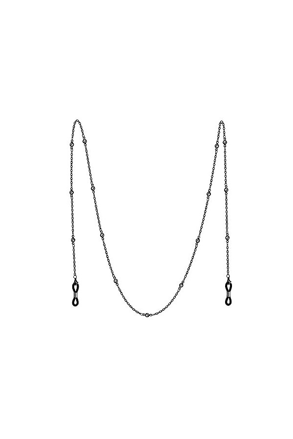 Chaîne de lunettes en métal galvanisé Zircon Chaîne Corde de lunettes Longe Accessoires de lunettes Couleur : Noir, Taille :