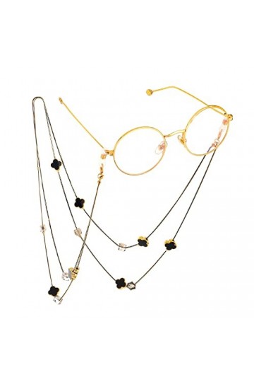 TONZN Chaîne de pull à la mode Chaîne de lunettes Pendentif noir à deux usages Chaîne de lunettes double D 1 