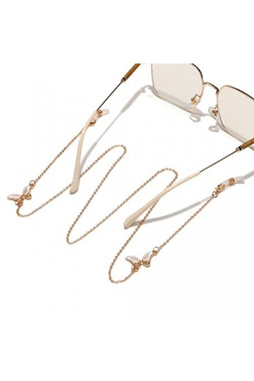 TONZN Chaîne de lunettes en métal or blanc strass perle pendentif chaîne de lunettes D 1 