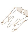 TONZN Chaîne de lunettes en métal or blanc strass perle pendentif chaîne de lunettes D 1 