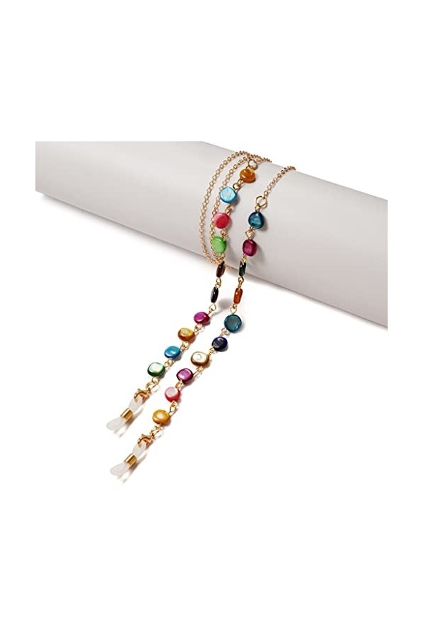 GJRFYJ Coloré pierre cristal chaîne lunettes chaînes collier lunettes de lecture lunettes de soleil sangle cordon support cou