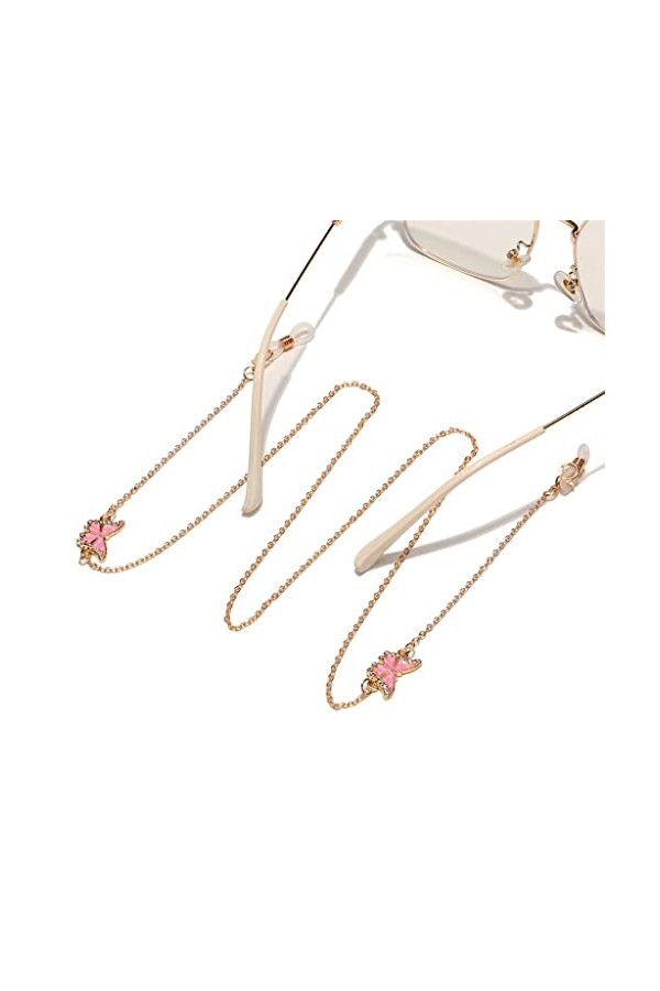TONZN Chaîne de lunettes en métal or rose strass perle pendentif chaîne de lunettes D 1 