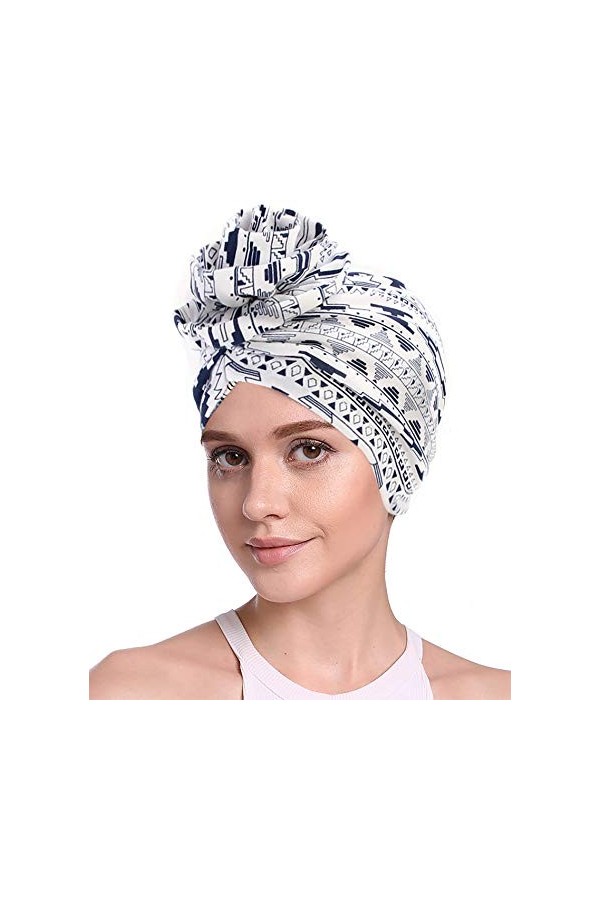 JarseHera Boho Coton Turban Femme Fleur Torsadée Plissée Enveloppe Elastique Noué Chute de Cheveux Chemo Caps - - Taille Uniq