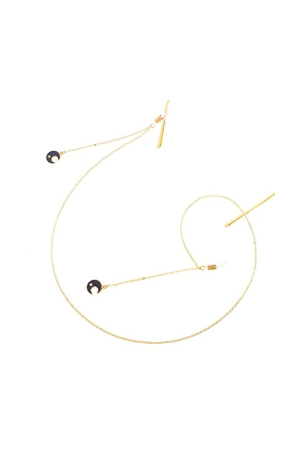 TONZN Corde à lunettes en métal Pendentif lune noire Chaîne à lunettes D 1 