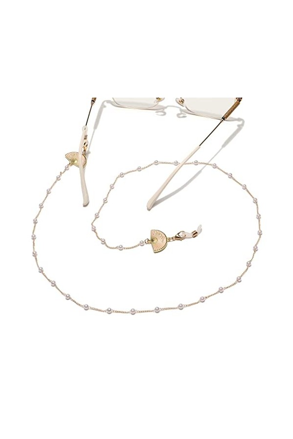 TONZN Chaîne de lunettes en métal anti-perte de corde à lunettes dorées en forme déventail de perles de mode D 1 