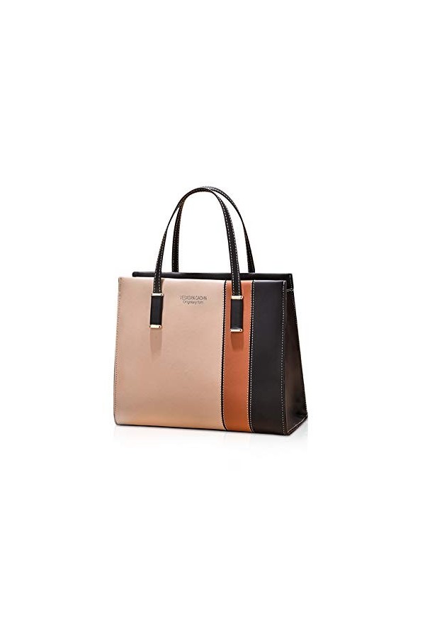 NICOLE & DORIS Sac à Main Multicolore Femme Sac Porté Epaule Elegant Sac Rayures PU Cuir Cabas Fourre-Tout Sac Bandoulière Mo