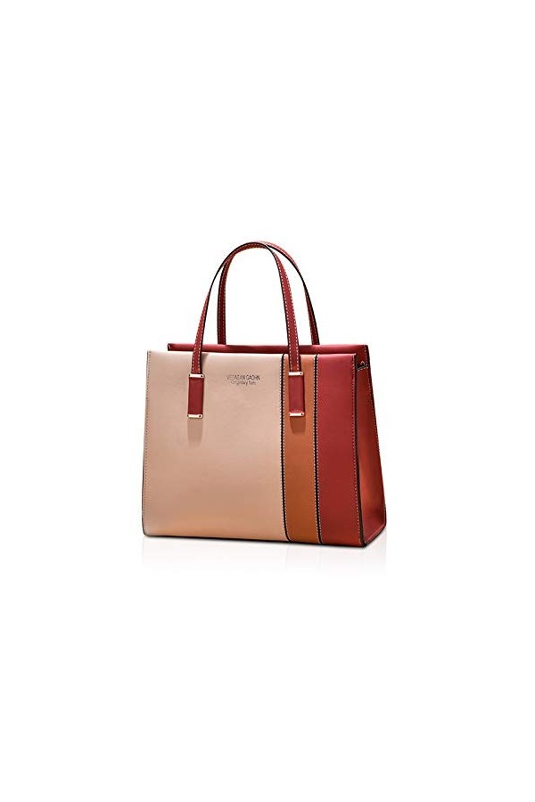 NICOLE & DORIS Sac à Main Multicolore Femme Sac Porté Epaule Elegant Sac Rayures PU Cuir Cabas Fourre-Tout Sac Bandoulière Mo